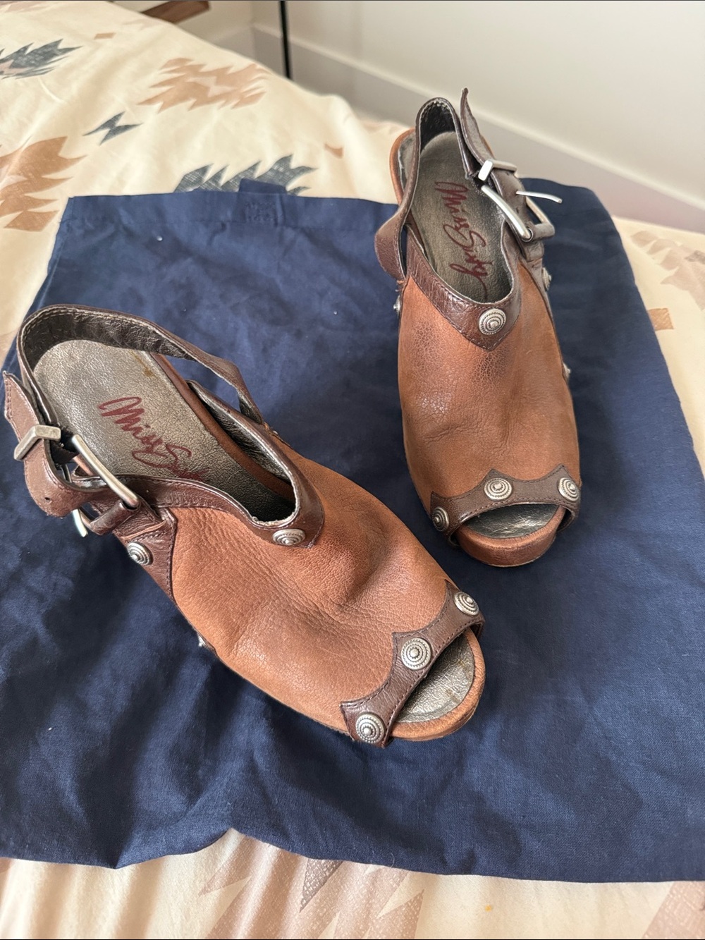 Miss Sixty Brown Leather Peep-Toe Slingback Heels